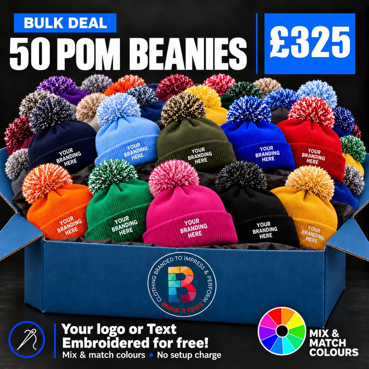 Branded Pom Beanie Deal - Pack 50