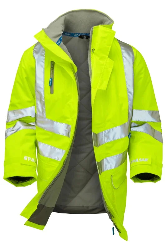 Personalised Custom Branded PULSAR® PROTECT Hi-Vis Yellow Padded Storm Coat - P187 - Brand It Essex Ltd