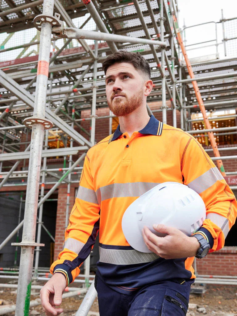 Personalised Custom Branded Bisley TAPED HI VIS POLYESTER MESH LONG SLEEVE POLO - Brand It Essex Ltd