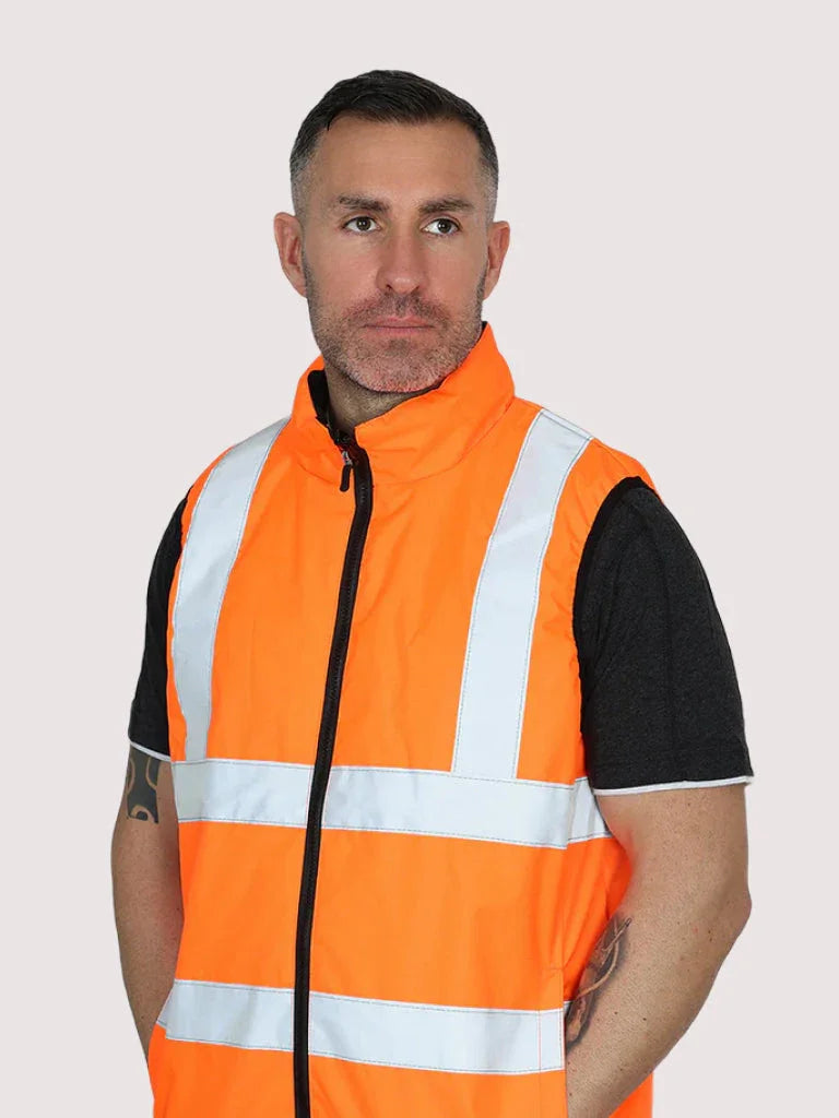 Personalised Custom Branded TAPED HI VIS REVERSIBLE PUFFER VEST - Brand It Essex Ltd