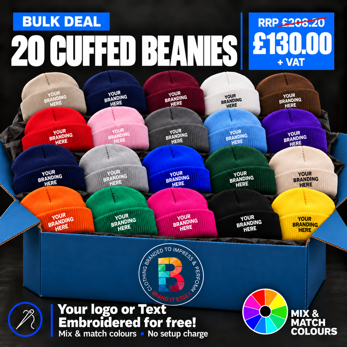 Branded Cuffed Beanie Deal - Pack 20