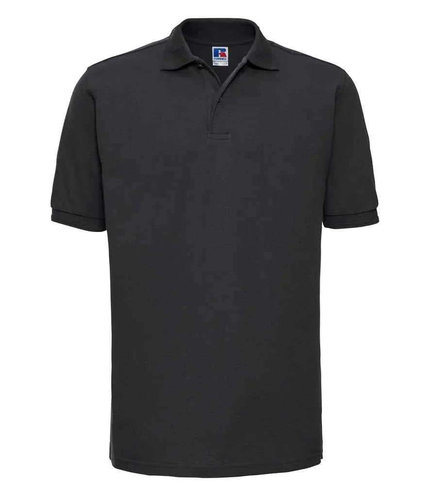 Russell Hardwearing Poly/Cotton Pique Polo Shirt - Black - Brand It Essex Ltd