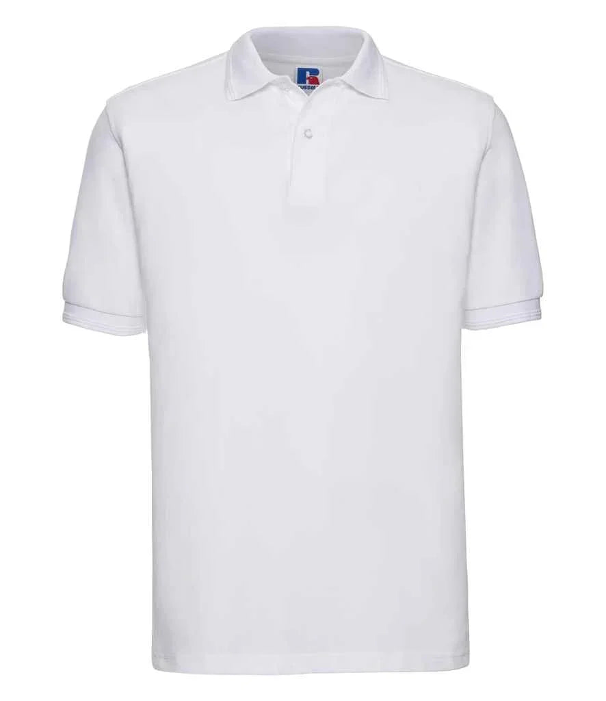 Russell Hardwearing Poly/Cotton Pique Polo Shirt - White - Brand It Essex Ltd