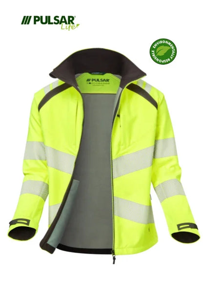 Personalised Custom Branded PULSAR® LIFE Men's Hi-Vis Yellow Softshell Jacket - LFE915 - Brand It Essex Ltd