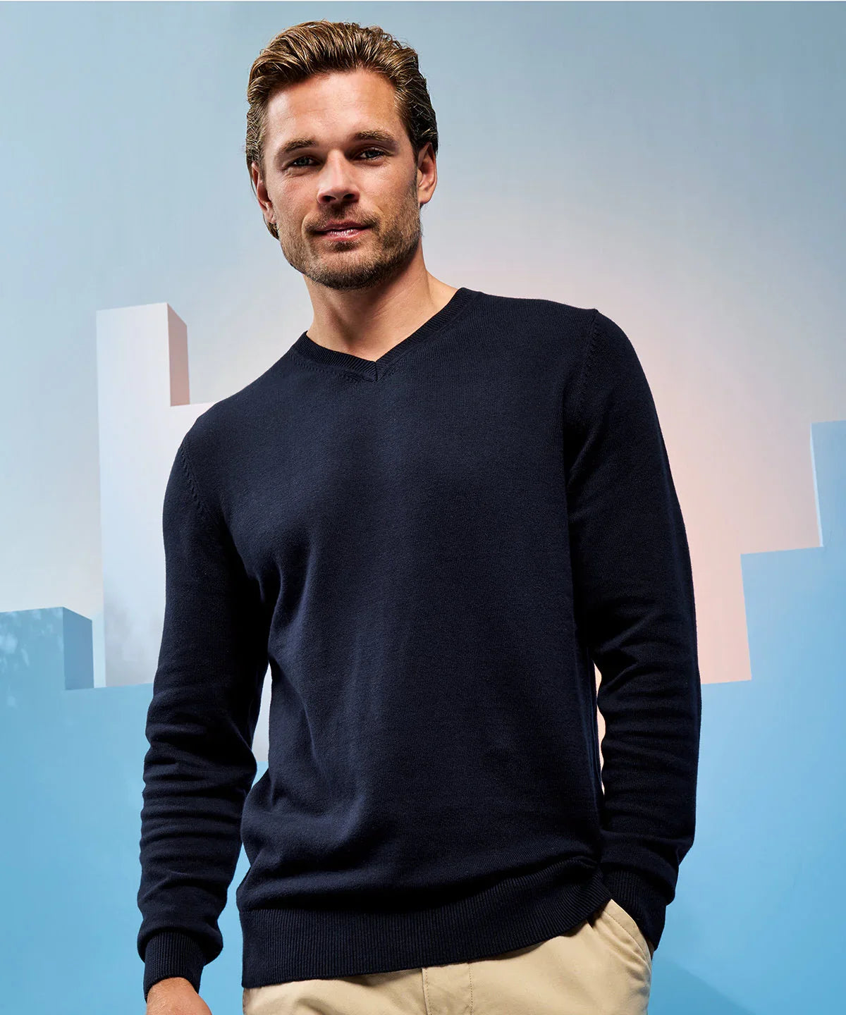 Personalised Custom Branded Asquith Men's cotton blend V-Neck Sweater - AQ042 - Brand It Essex Ltd