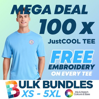 100 JustCool T-shirts - MEGA DEAL