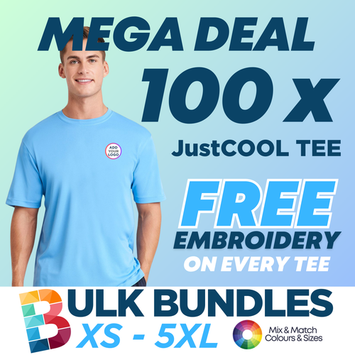100 JustCool T-shirts - MEGA DEAL