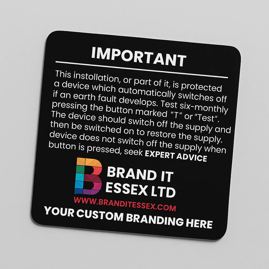 Custom RCD Test Reminder Sticker – (110mm x 90mm) – Brand It Essex Ltd