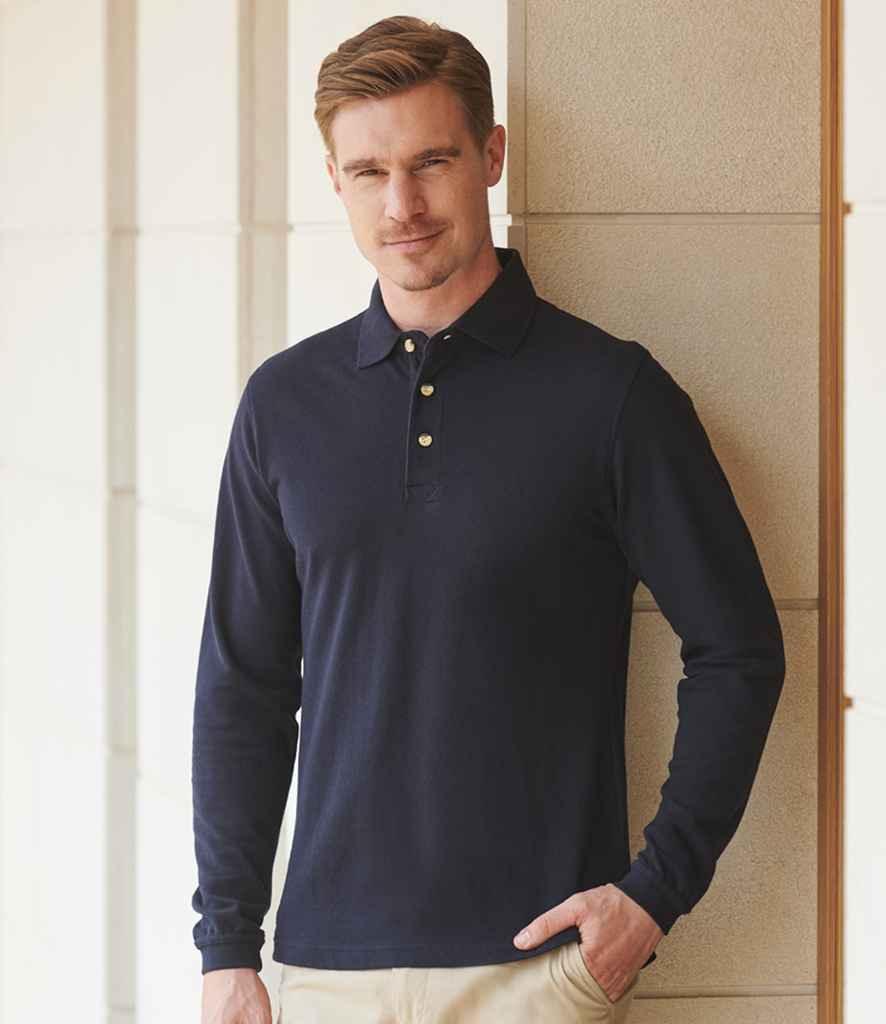 Personalised Custom Branded Henbury Long Sleeve Cotton Pique Polo Shirt - Brand It Essex Ltd