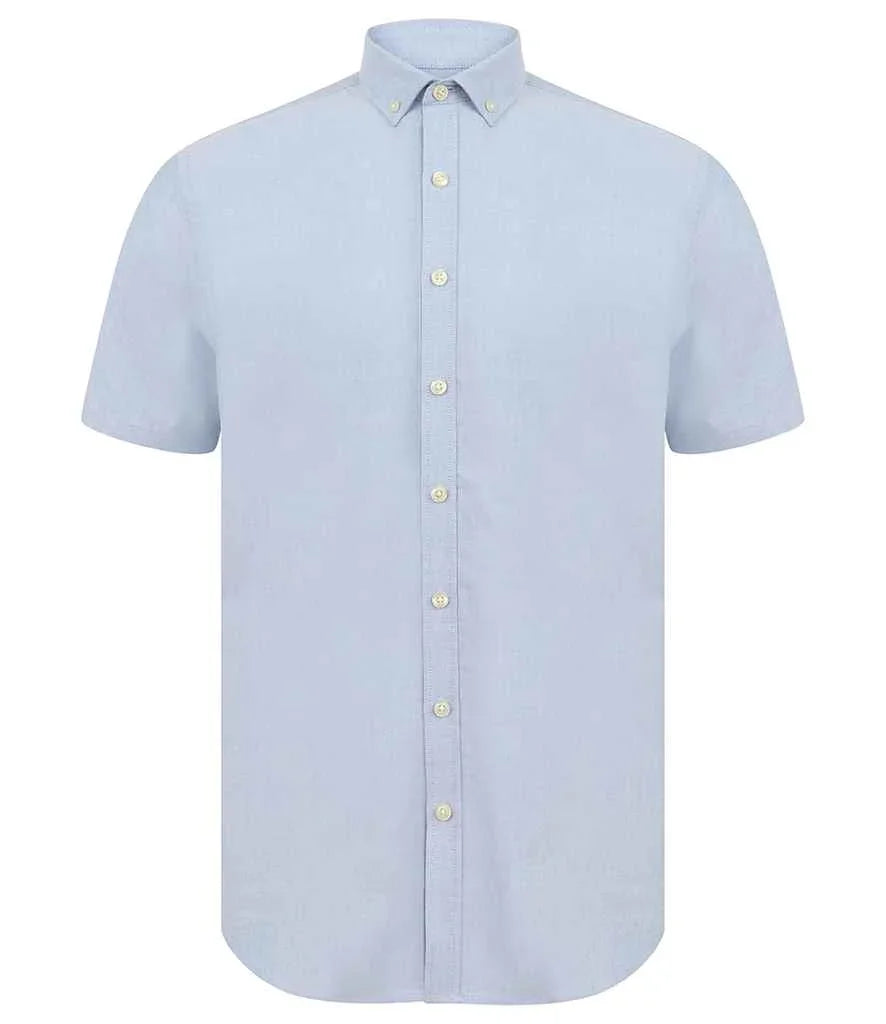 Henbury Modern Short Sleeve Slim Fit Oxford Shirt - Brand It Essex Ltd