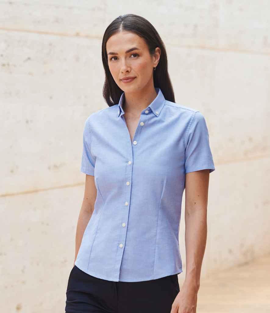Personalised Custom Branded Henbury Ladies Modern Short Sleeve Regular Fit Oxford Shirt - Brand It Essex Ltd