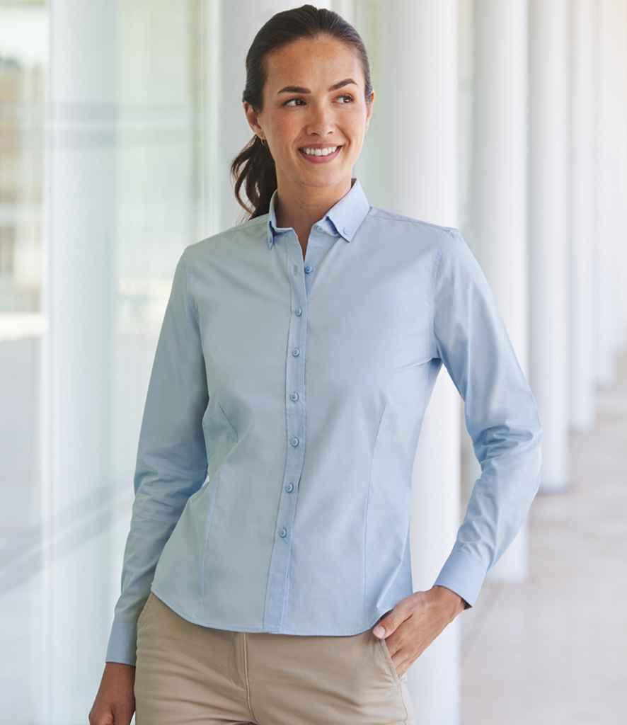 Henbury Ladies Long Sleeved Cotton Feel Coolplus Shirt - Brand It Essex Ltd