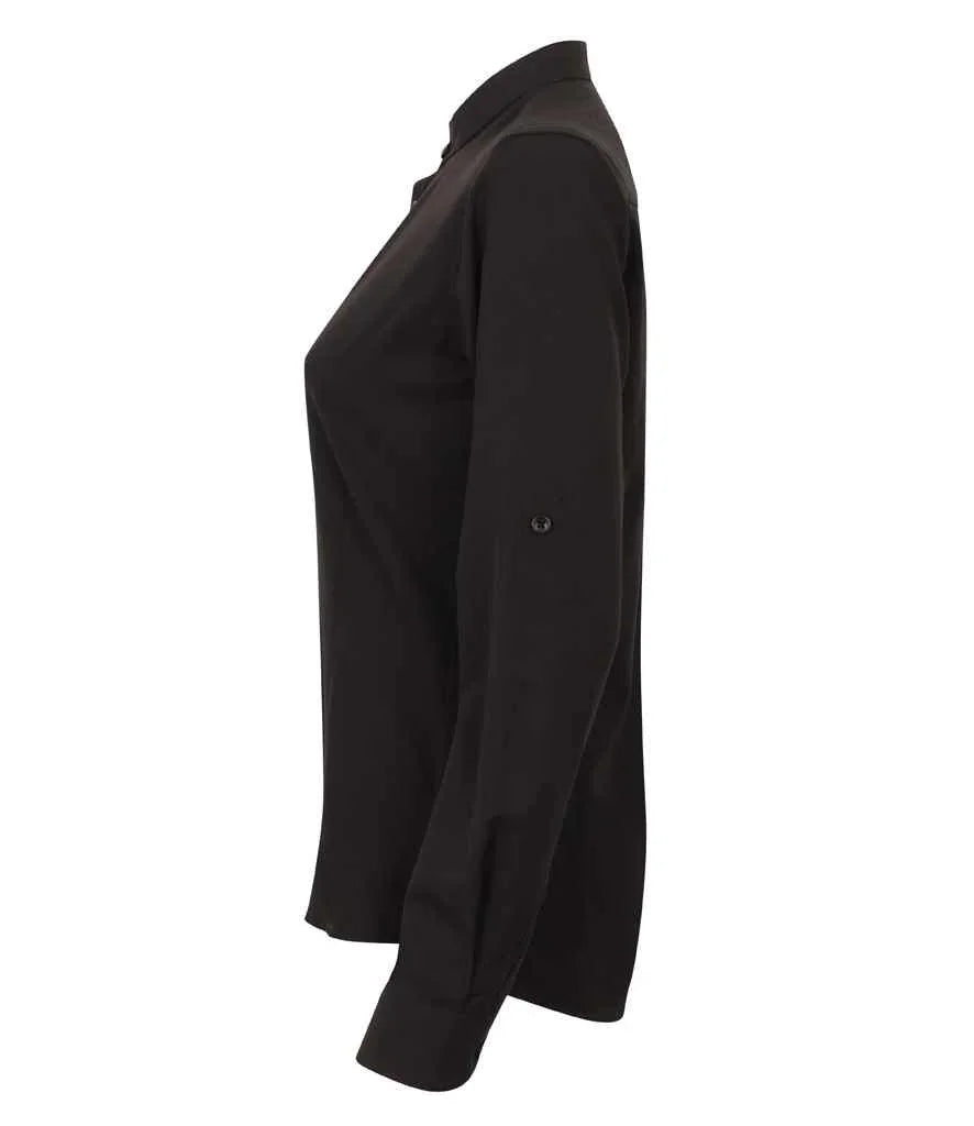 Henbury Ladies Mandarin Roll Sleeve Anti-Bac Wicking Shirt - Brand It Essex Ltd