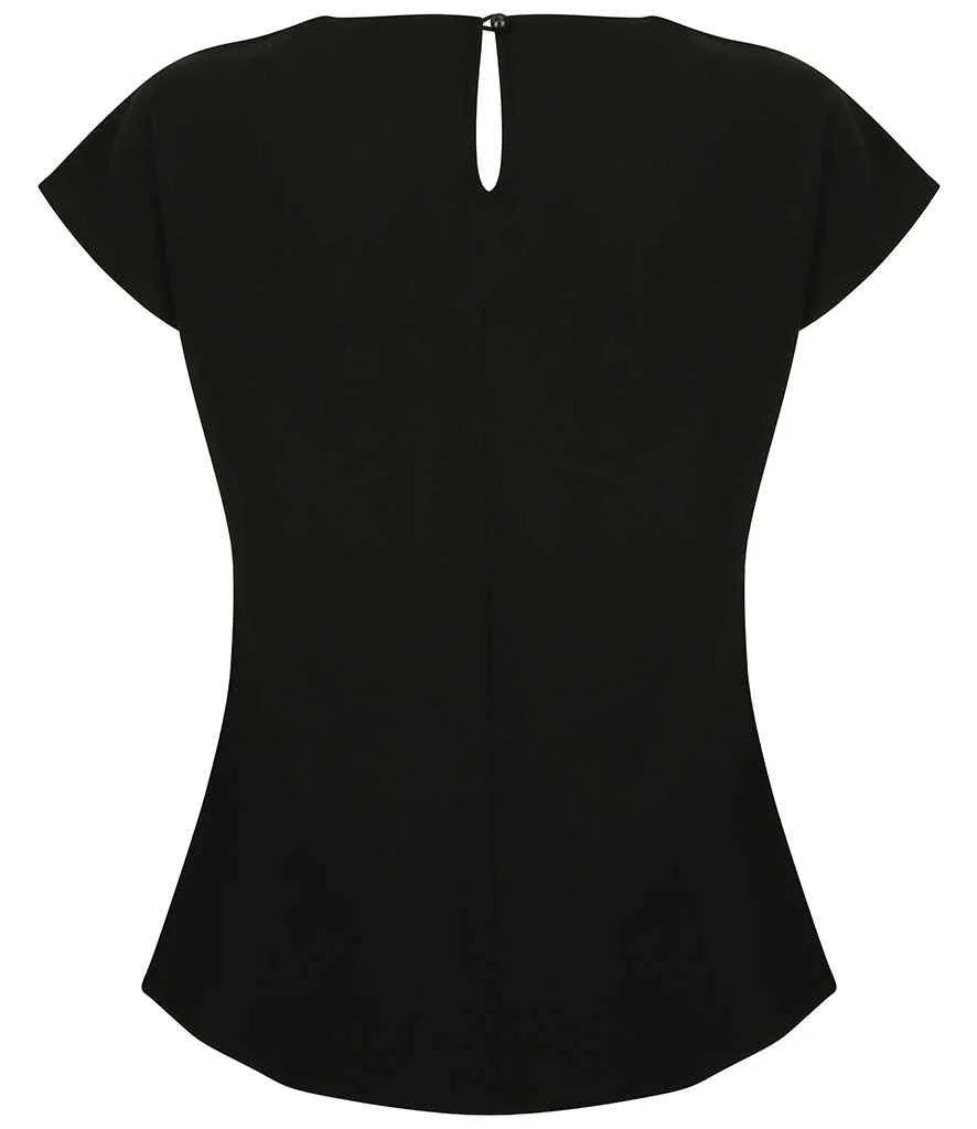 Personalised Custom Branded Henbury Ladies Pleat Front Short Sleeve Blouse - Brand It Essex Ltd