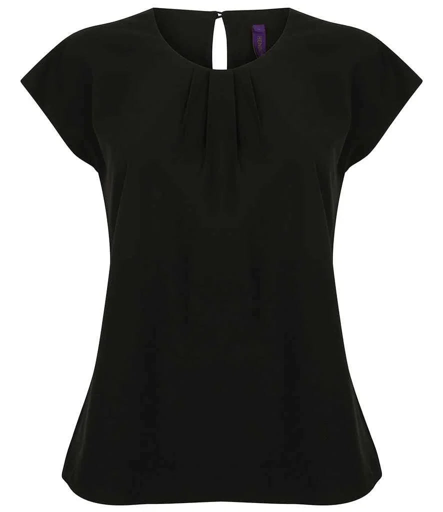 Personalised Custom Branded Henbury Ladies Pleat Front Short Sleeve Blouse - Brand It Essex Ltd