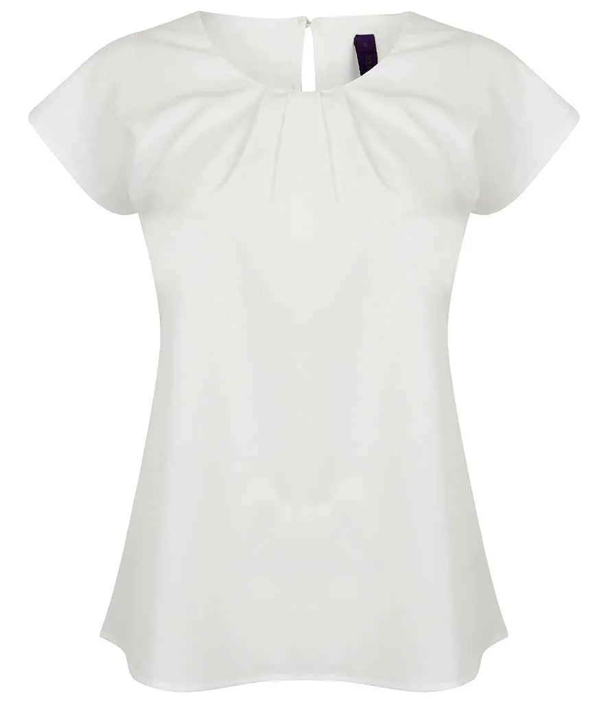 Personalised Custom Branded Henbury Ladies Pleat Front Short Sleeve Blouse - Brand It Essex Ltd