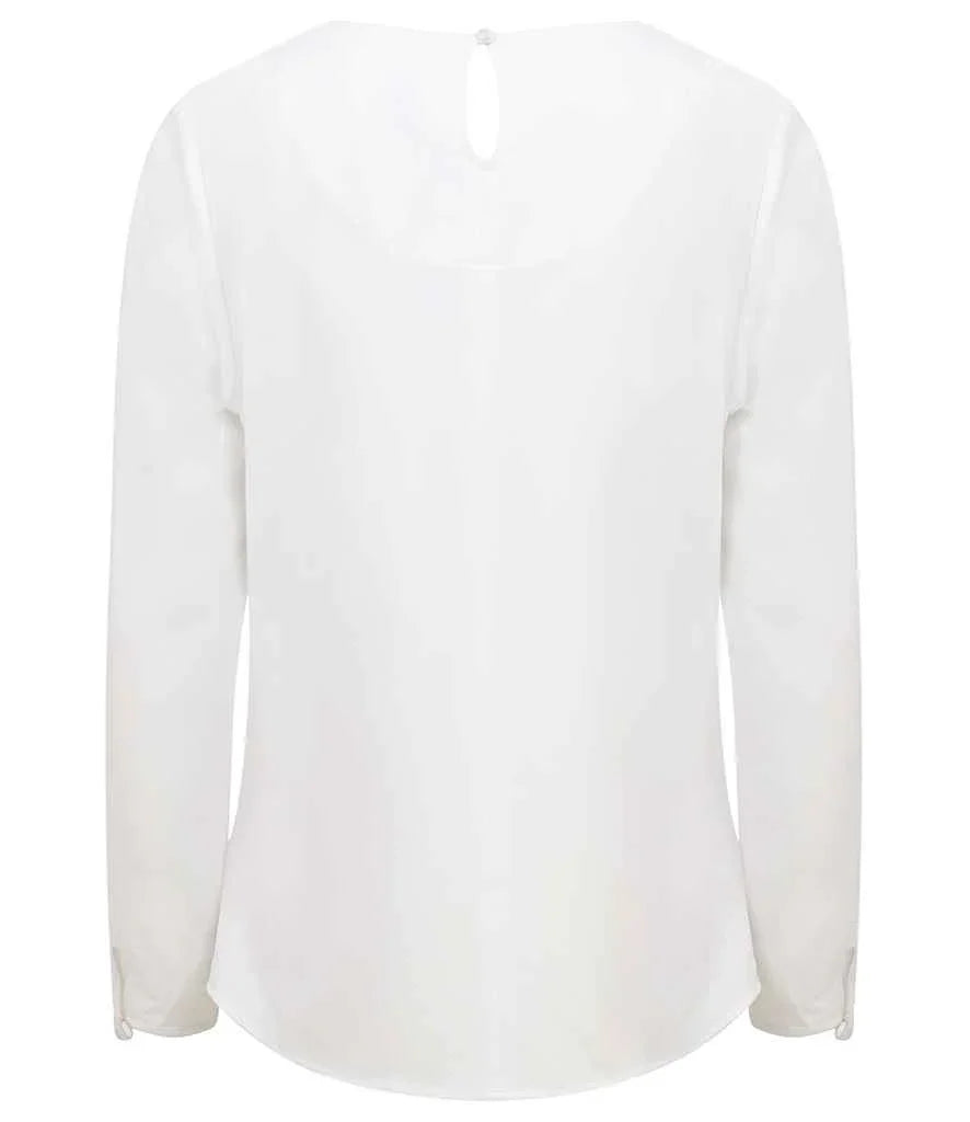 Henbury Ladies Pleat Front Long Sleeve Blouse - Brand It Essex Ltd
