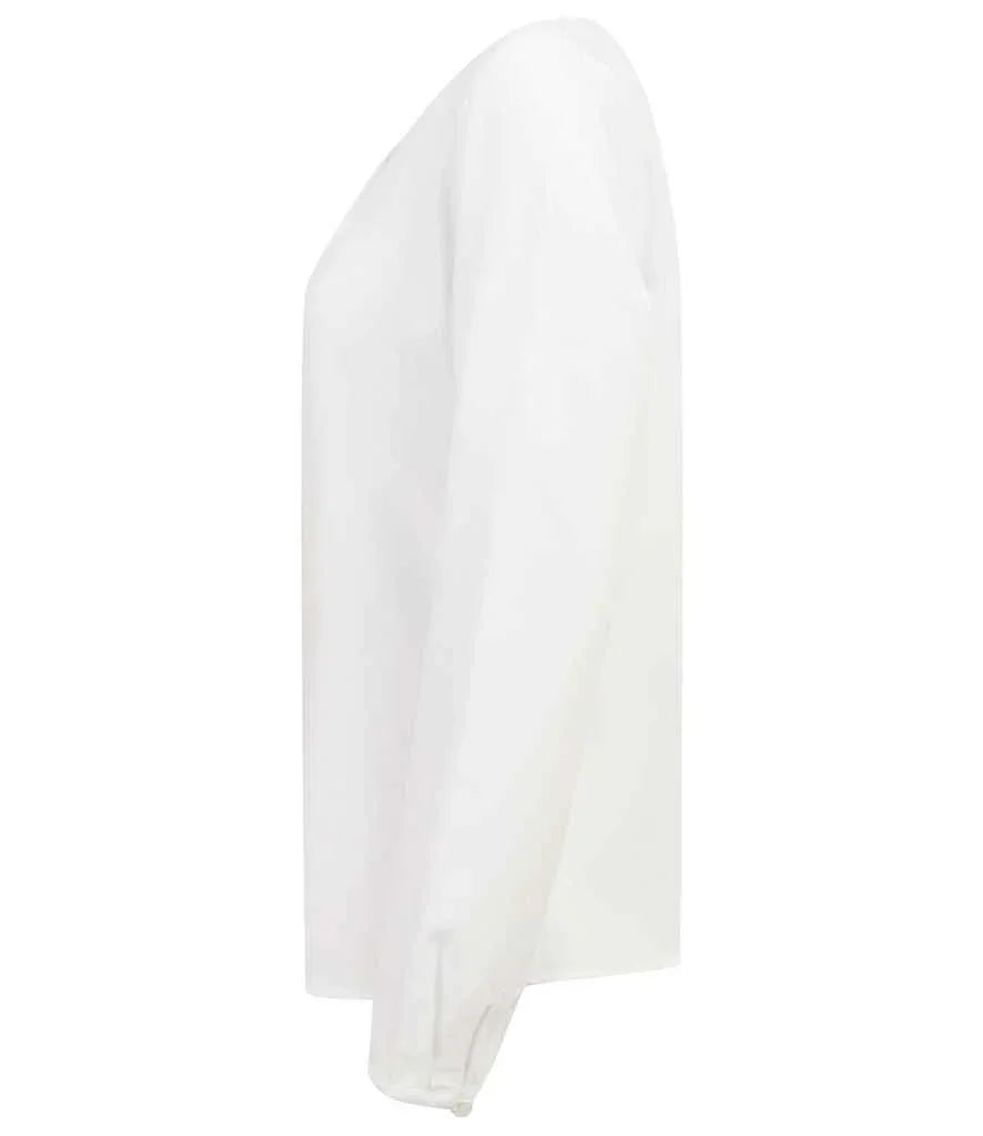 Henbury Ladies Pleat Front Long Sleeve Blouse - Brand It Essex Ltd