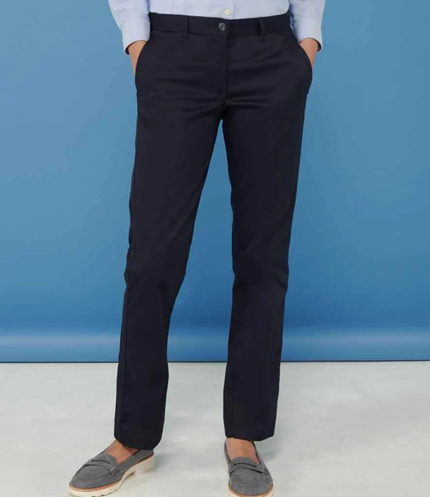 Henbury Ladies 65/35 Flat Fronted Chino Trousers - Brand It Essex Ltd