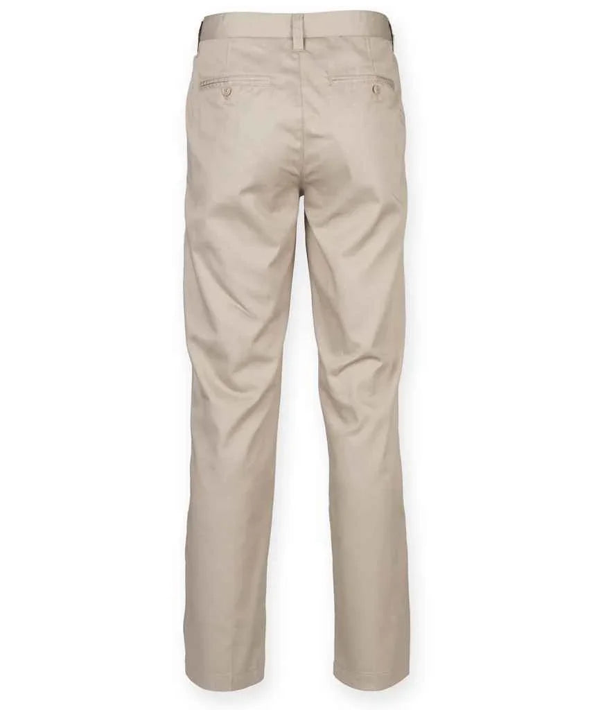 Henbury Ladies 65/35 Flat Fronted Chino Trousers - Brand It Essex Ltd