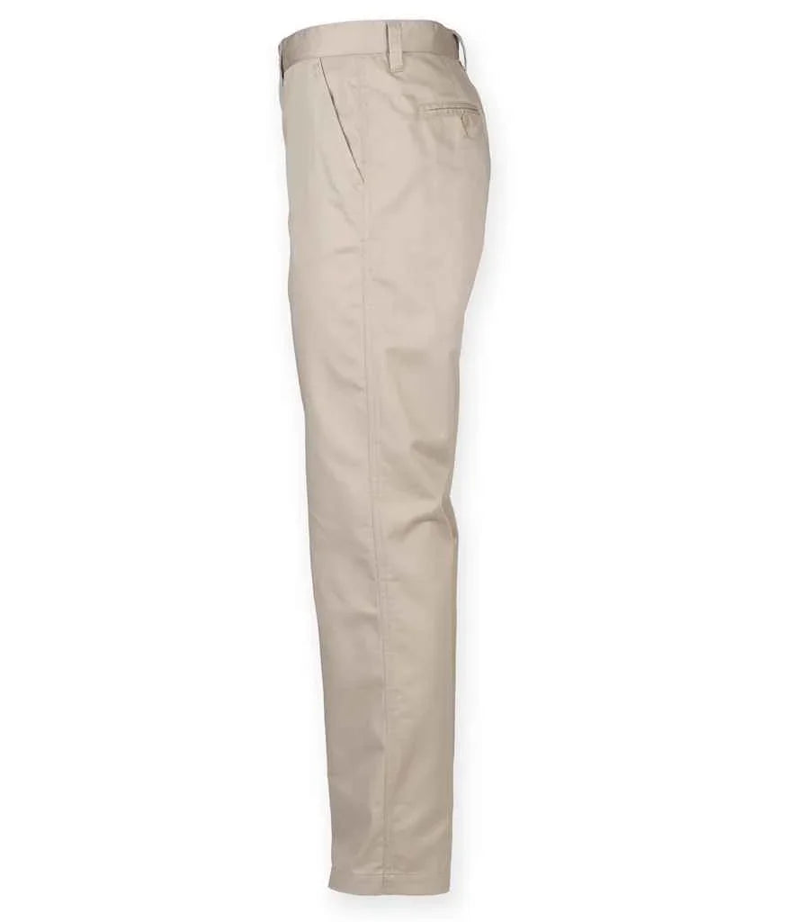 Henbury Ladies 65/35 Flat Fronted Chino Trousers - Brand It Essex Ltd