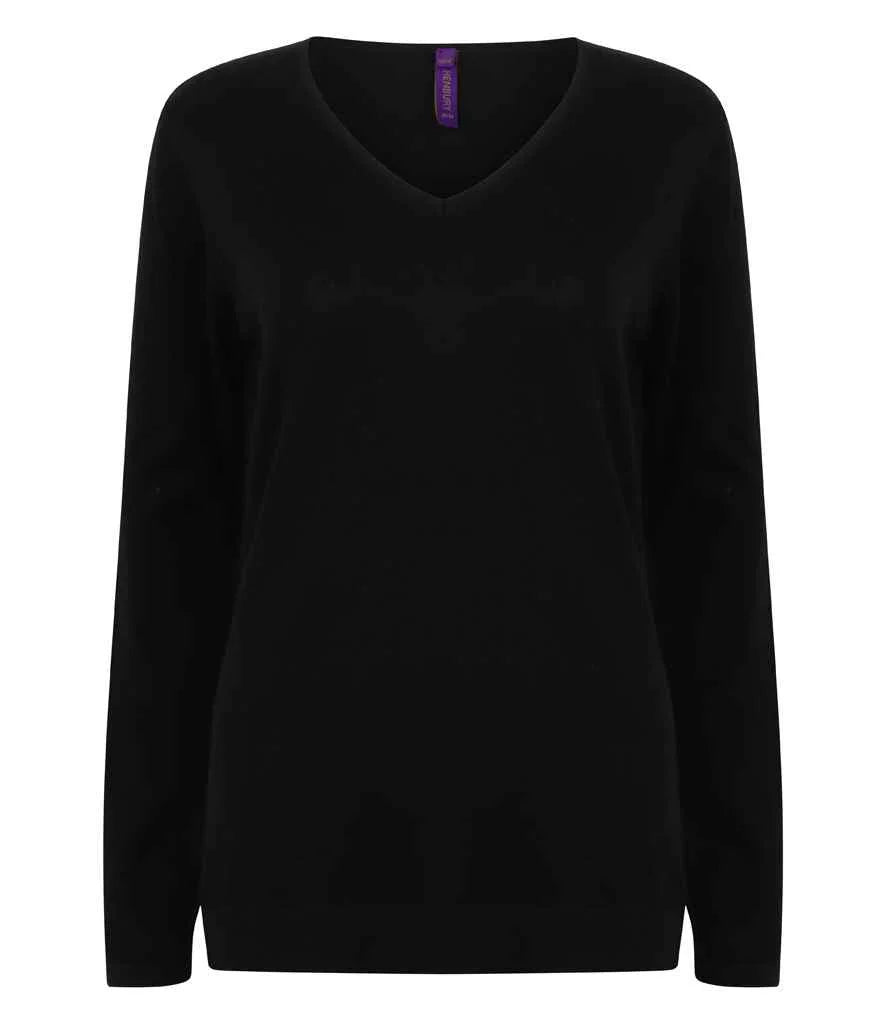Ladies Lightweight Cotton V Neck Sweater - HB721 - Brand It Essex Ltd