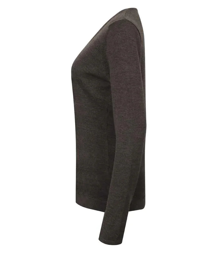 Ladies Lightweight Cotton V Neck Sweater - HB721 - Brand It Essex Ltd