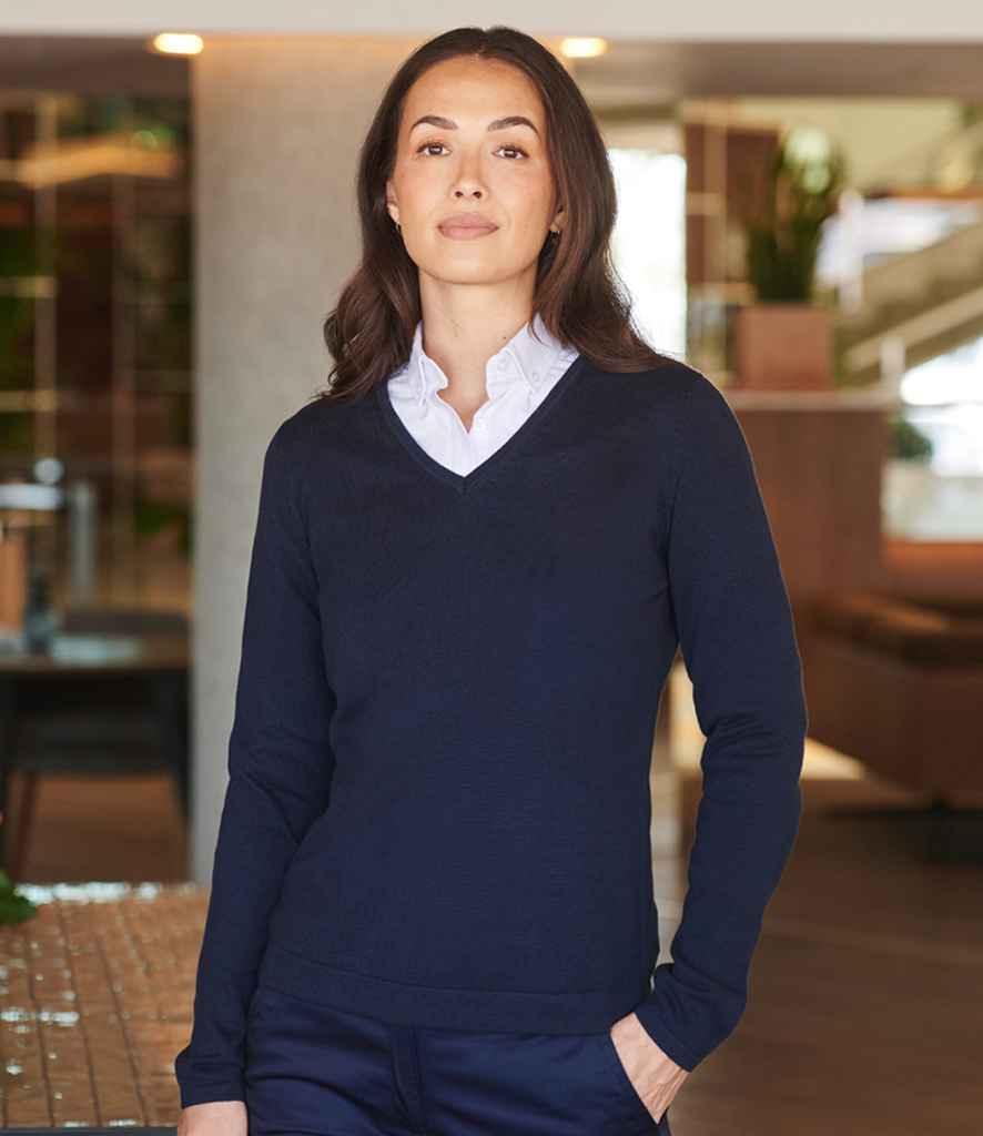 Ladies Lightweight Cotton V Neck Sweater - HB721 - Brand It Essex Ltd