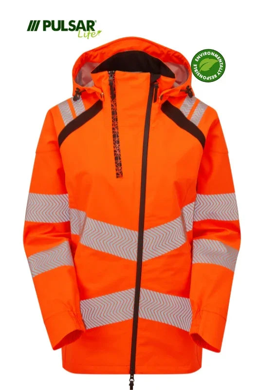 Personalised Custom Branded PULSAR® LIFE Women's Hi-Vis Orange Shell Jacket - LFE960 - Brand It Essex Ltd