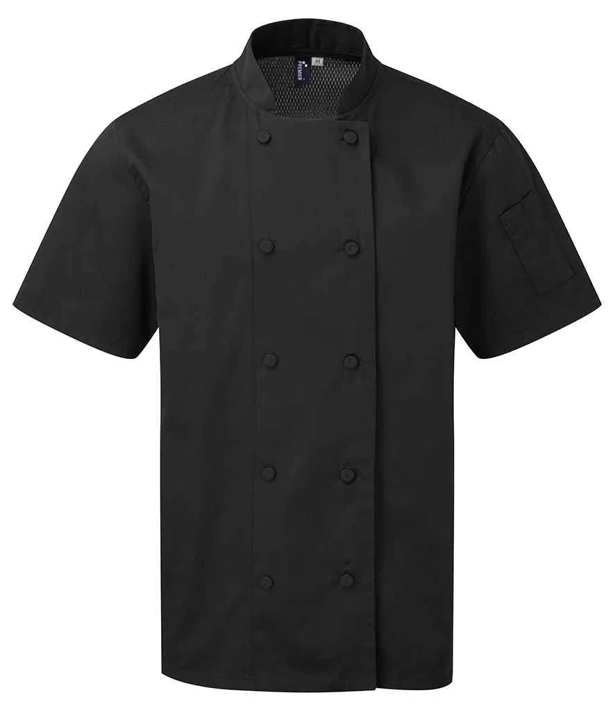 Personalised Custom Branded Premier Coolchecker® Short Sleeve Chef's Jacket - PR902 - Brand It Essex Ltd