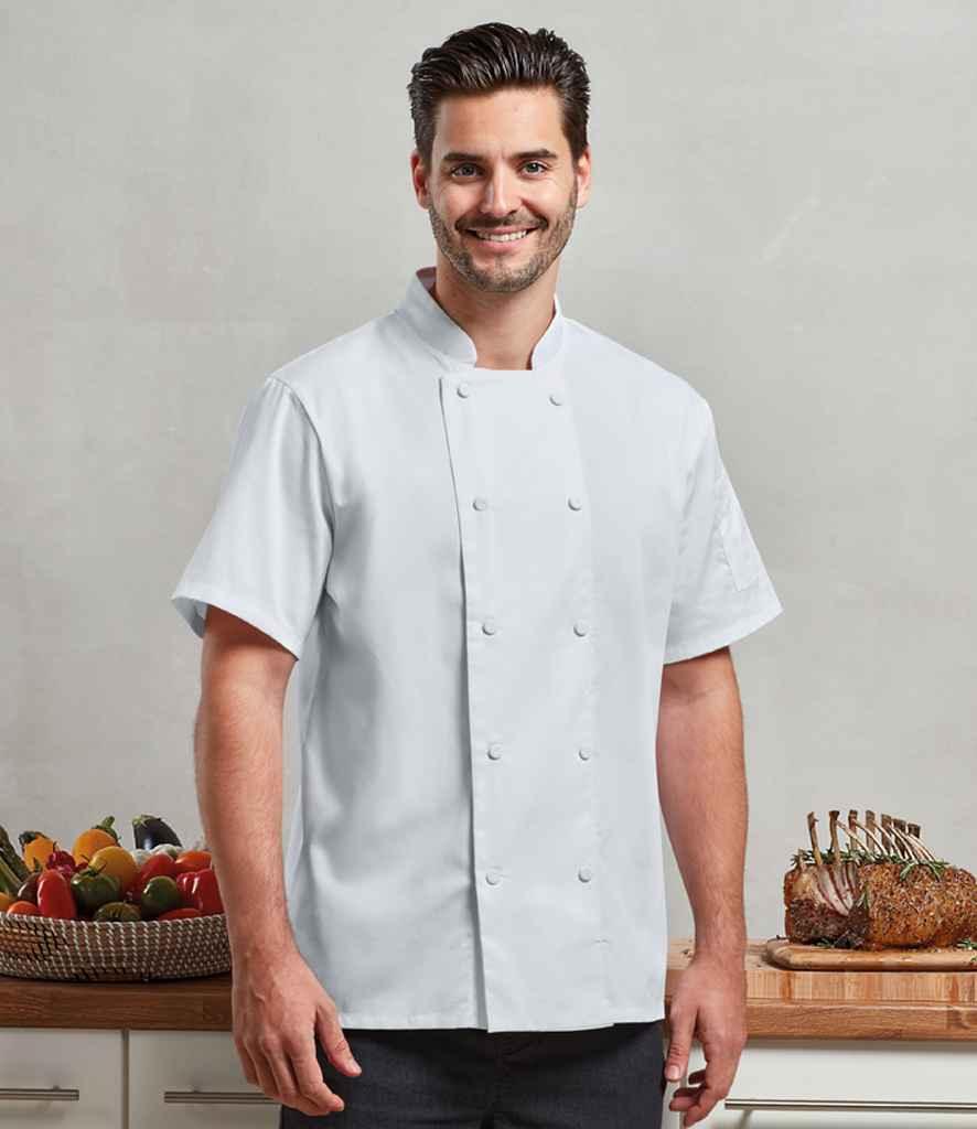 Personalised Custom Branded Premier Coolchecker® Short Sleeve Chef's Jacket - PR902 - Brand It Essex Ltd