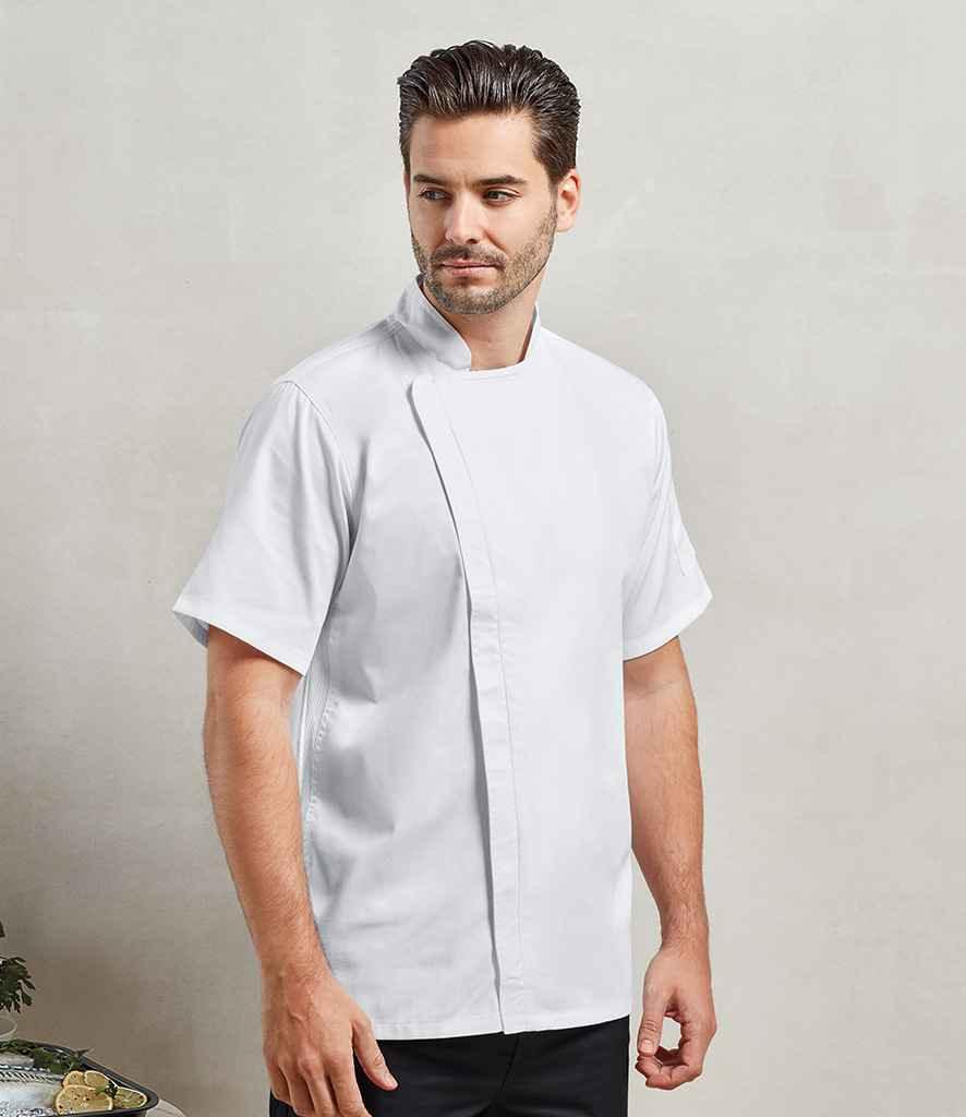 Personalised Custom Branded Premier Short Sleeve Zipped Chef's Jacket - PR906 - Brand It Essex Ltd