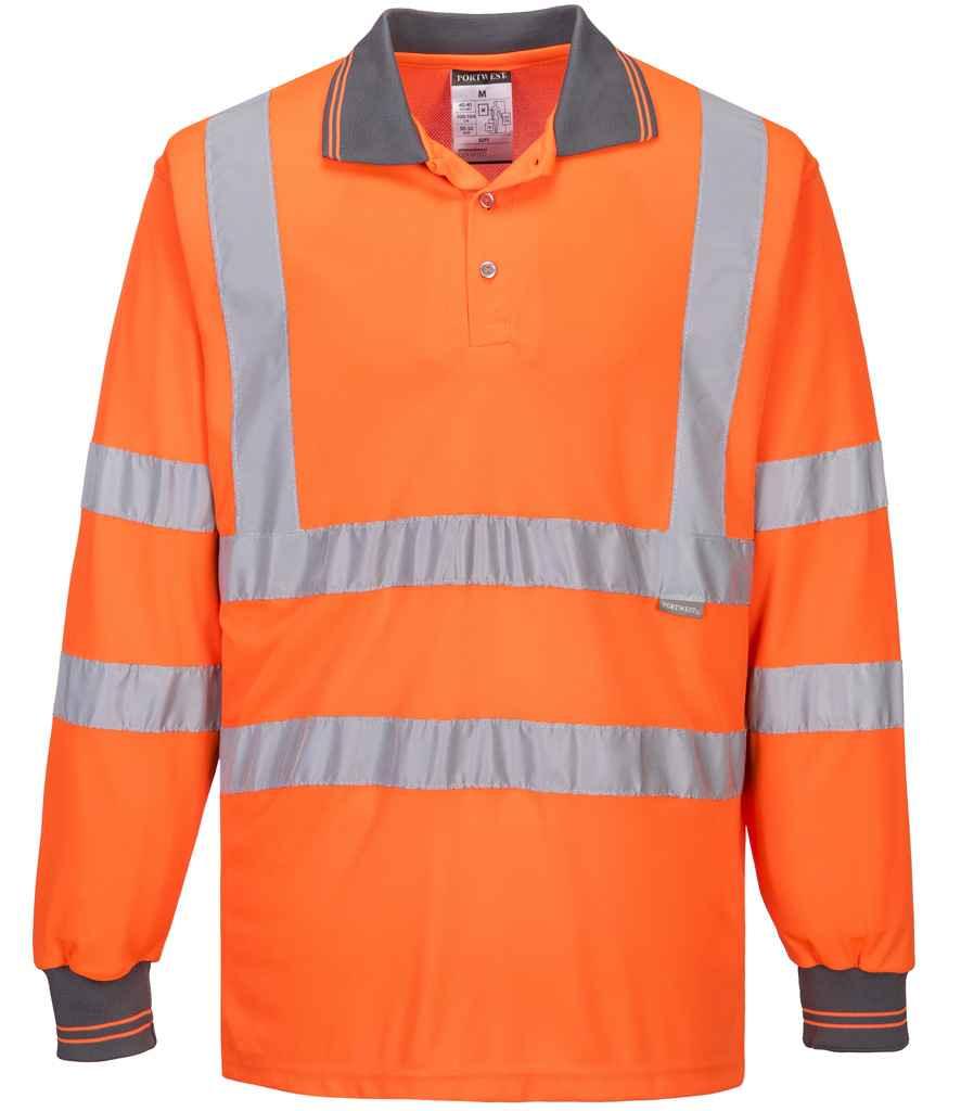 Personalised Custom Branded Portwest Hi-Vis Long Sleeve Polo Shirt - PW059 - Brand It Essex Ltd