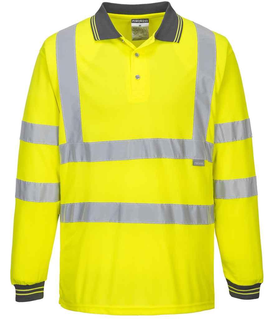 Personalised Custom Branded Portwest Hi-Vis Long Sleeve Polo Shirt - PW059 - Brand It Essex Ltd