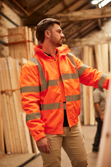 Bisley Taped Hi Vis Wet Weather Ripstop Bomber Jacket