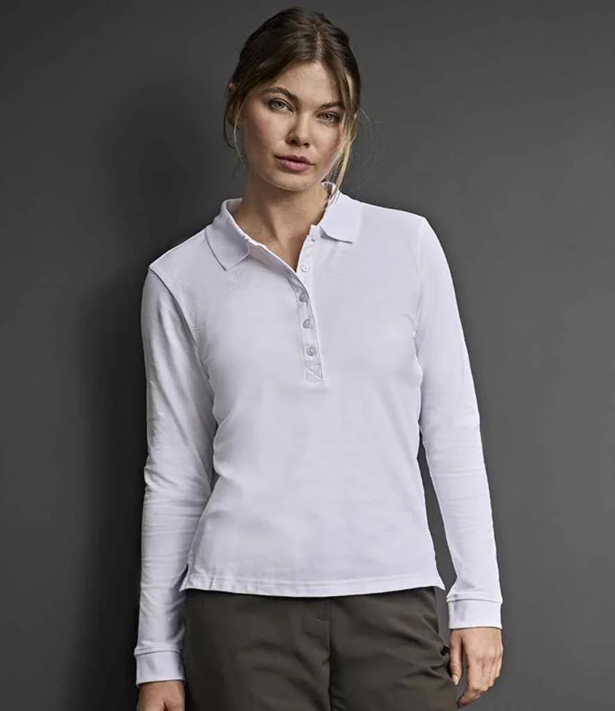 Tee Jays Ladies Luxury Stretch Long Sleeve Polo Shirt - TJ146 - Brand It Essex Ltd