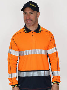 Bisley TAPED HI VIS POLYESTER MESH LONG SLEEVE POLO - Brand It Essex Ltd