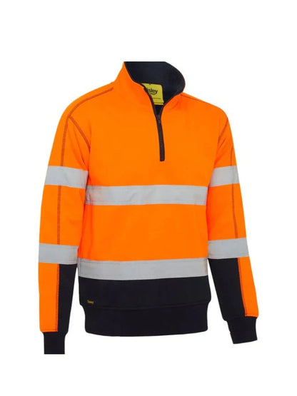 Bisley TAPED HI VIS ZIP FLEECE PULLOVER WITH SHERPA LINING - Brand It Essex Ltd