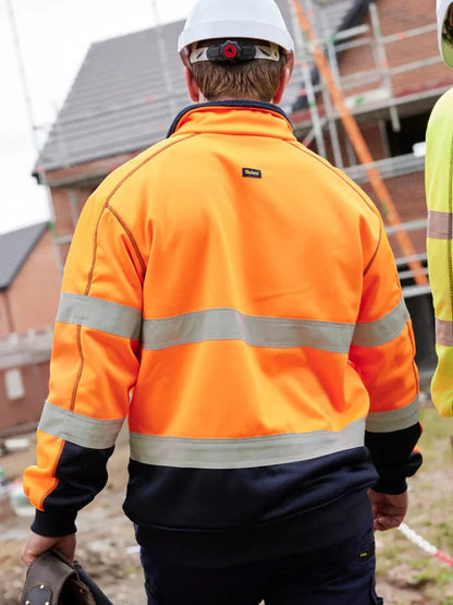 Bisley TAPED HI VIS ZIP FLEECE PULLOVER WITH SHERPA LINING - Brand It Essex Ltd