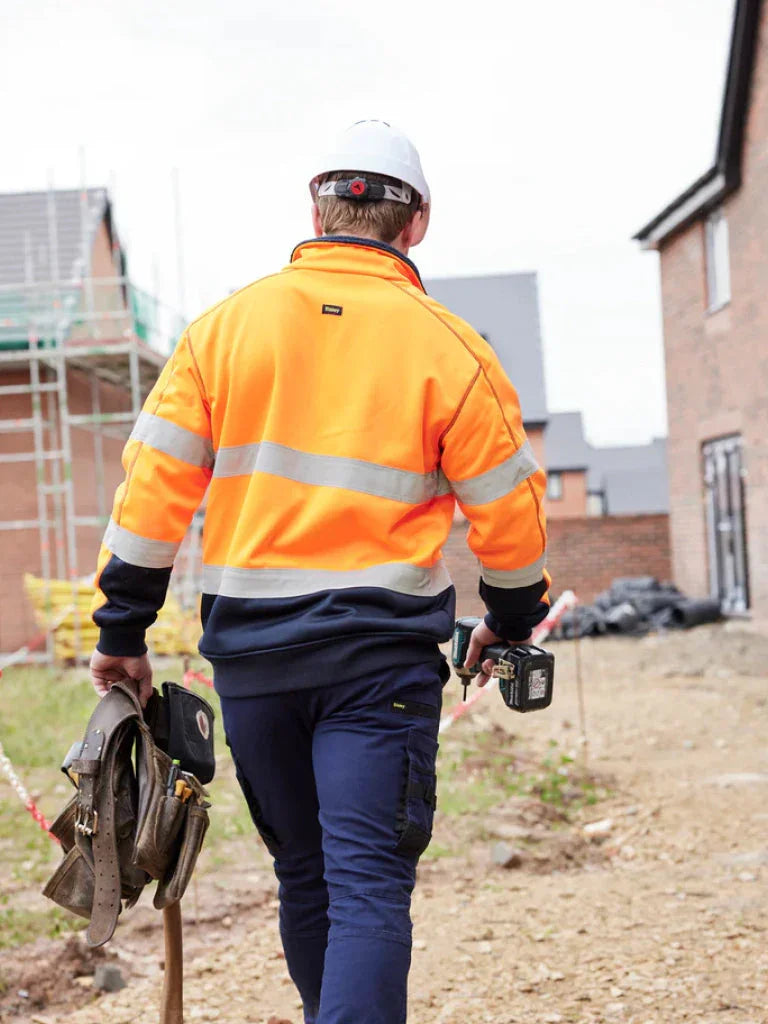 Bisley TAPED HI VIS ZIP FLEECE PULLOVER WITH SHERPA LINING - Brand It Essex Ltd