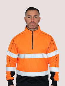 Bisley TAPED HI VIS ZIP FLEECE PULLOVER WITH SHERPA LINING - Brand It Essex Ltd