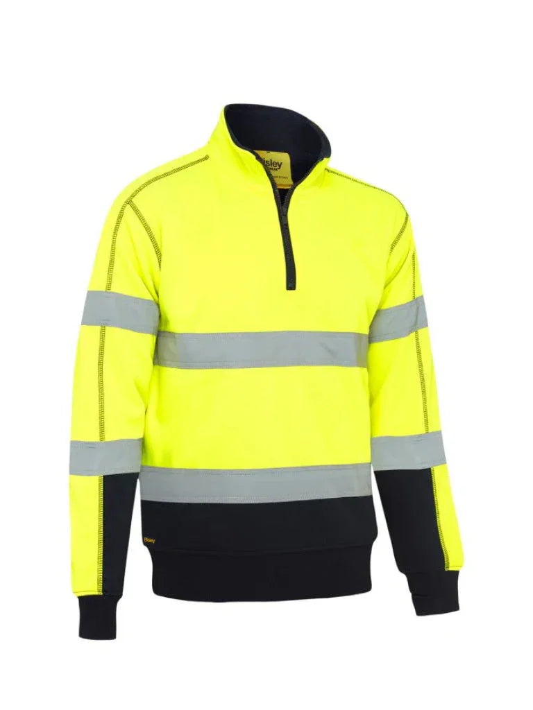 Bisley TAPED HI VIS ZIP FLEECE PULLOVER WITH SHERPA LINING - Brand It Essex Ltd