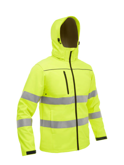 Bisley Taped Hi Vis Soft Shell Jacket with Hood
