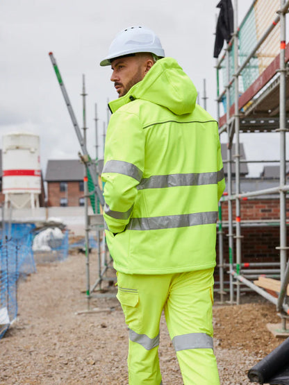 Bisley Taped Hi Vis Soft Shell Jacket with Hood