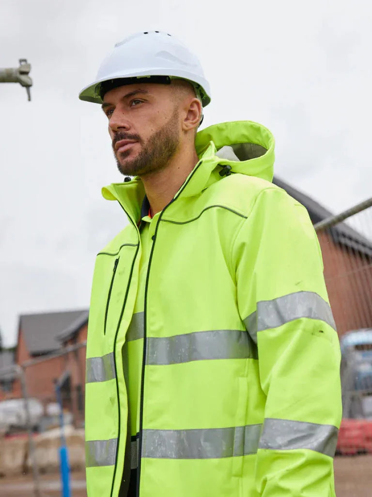 Bisley Taped Hi Vis Soft Shell Jacket with Hood - Brand It Essex Ltd