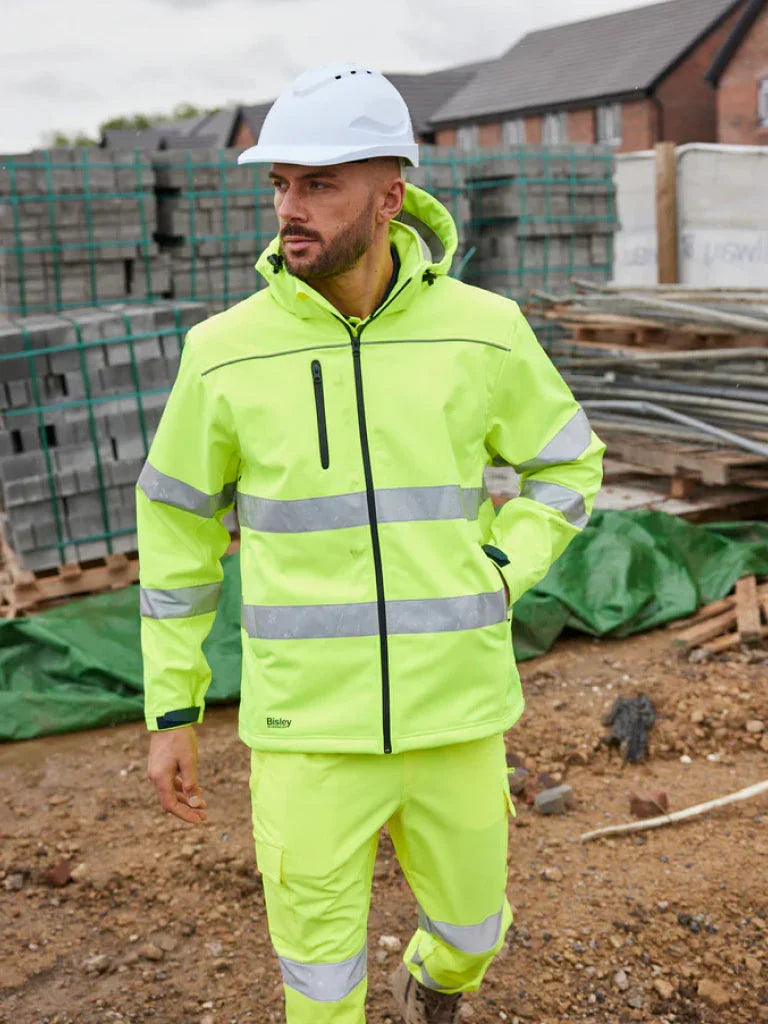 Bisley Taped Hi Vis Soft Shell Jacket with Hood - Brand It Essex Ltd