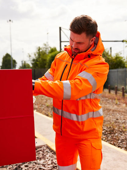 Bisley Taped Hi Vis Soft Shell Jacket with Hood