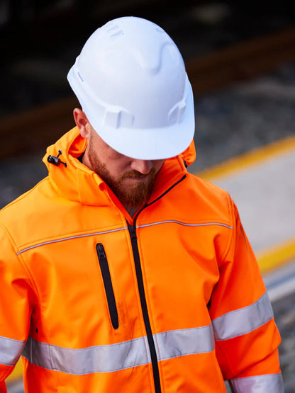 Bisley Taped Hi Vis Soft Shell Jacket with Hood