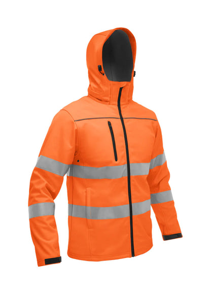 Bisley Taped Hi Vis Soft Shell Jacket with Hood