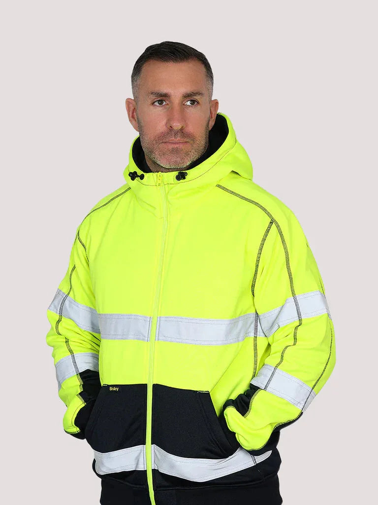 Personalised Custom Branded Bisley TAPED HI VIS ZIP FLEECE HOODIE WITH SHERPA LINING - Brand It Essex Ltd